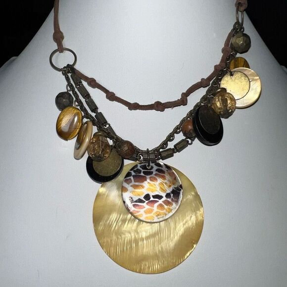 Boho Funky Large Shell and Seed Multi Strand Necklace - Picture 1 of 7